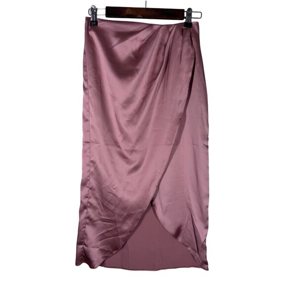 Miss Selfridge Satin Drape Wrap Blush Midi Skirt Women's 4‎ Elegant Date Night - Picture 5 of 12